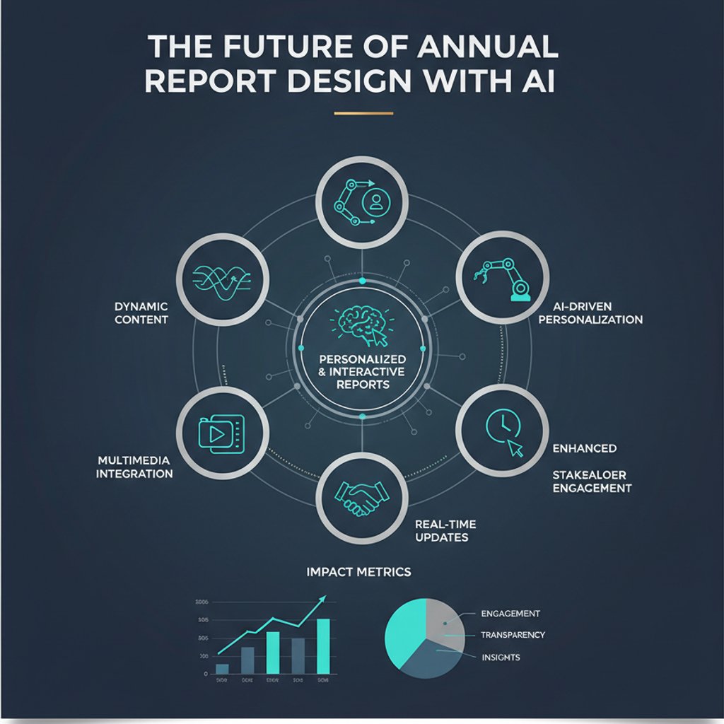 Infographic illustrating the future of annual report design with AI in Malaysia