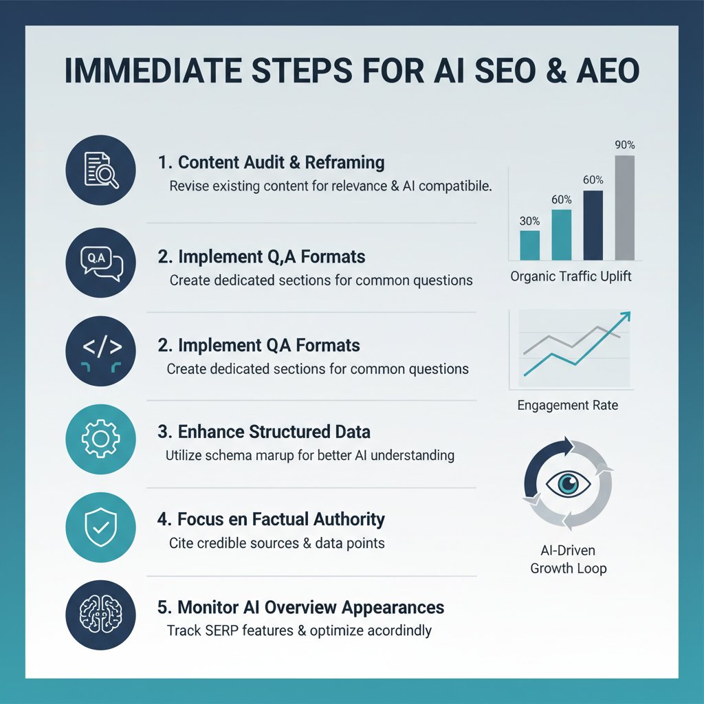 Immediate steps for businesses to adapt their content strategy for AI SEO and AEO