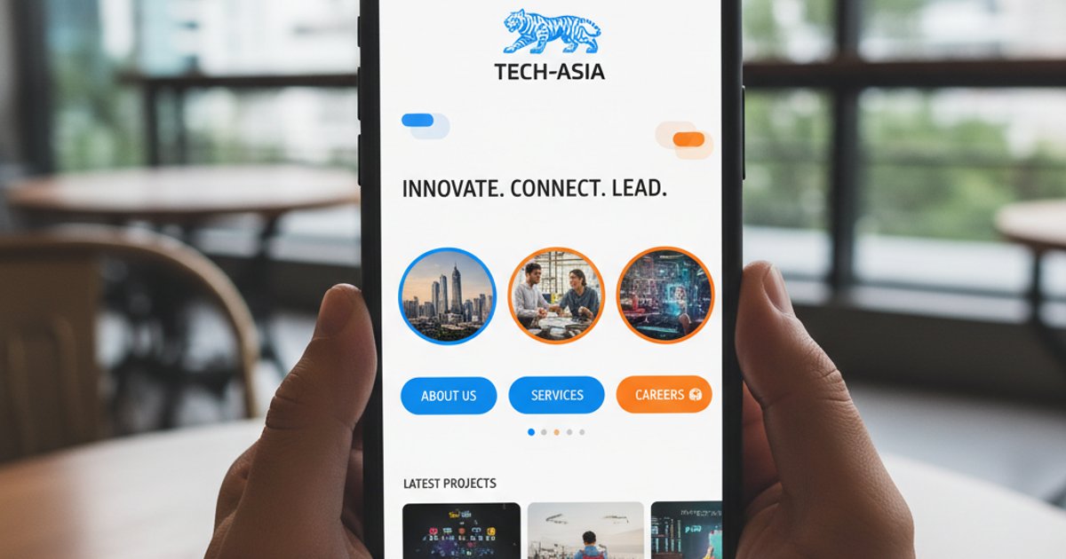 Smartphone displaying a mobile-first digital company profile design, highlighting its importance for attracting talent and clients in Malaysia and KL.