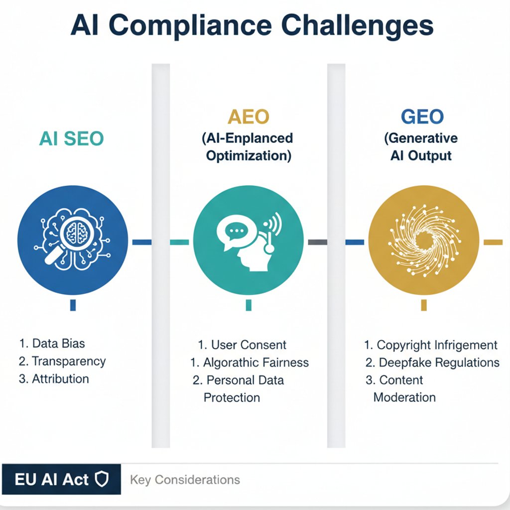 Comparison of AI SEO, AEO, and GEO compliance challenges under the EU AI Act