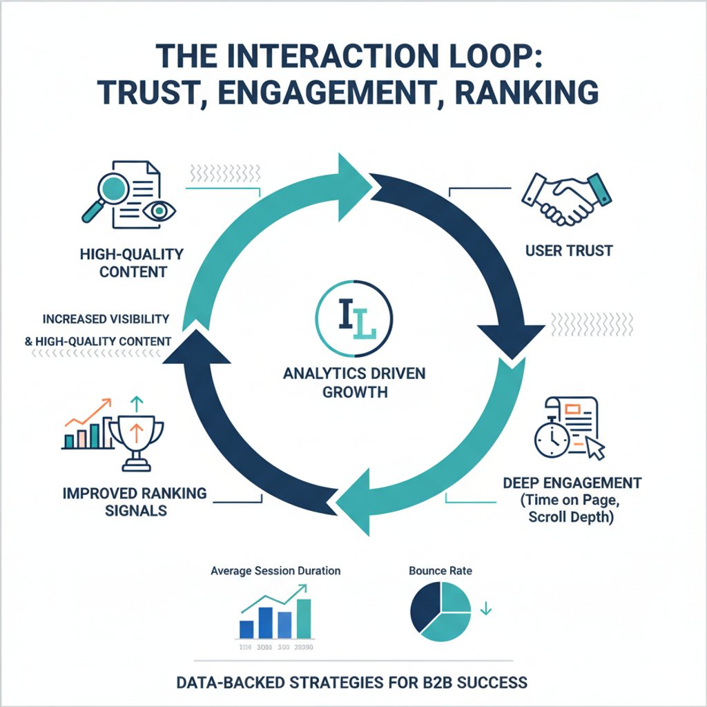 Infographic illustrating the interaction loop for AI SEO, AEO, and GEO