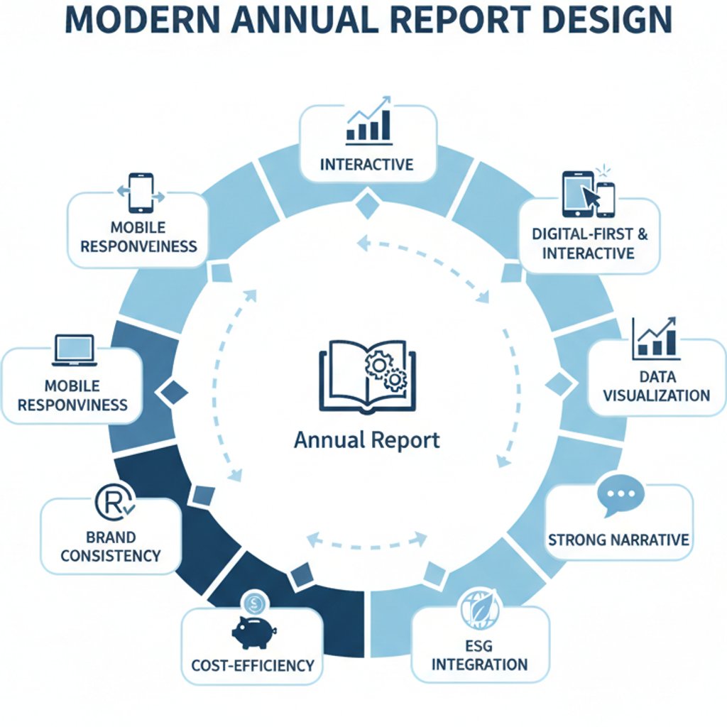 Infographic detailing key elements of effective annual report design in KL and Malaysia