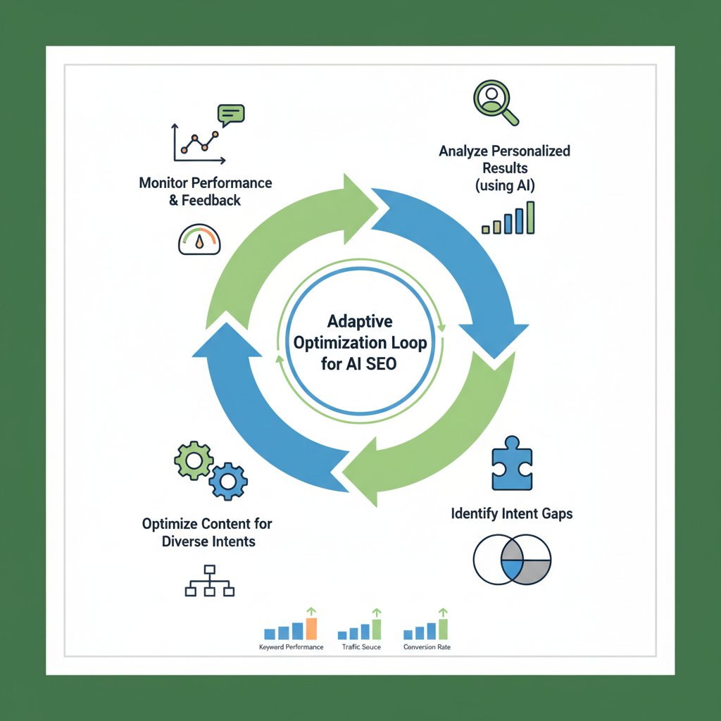 Infographic showing the Adaptive Optimization Loop for AI SEO, AEO, and GEO